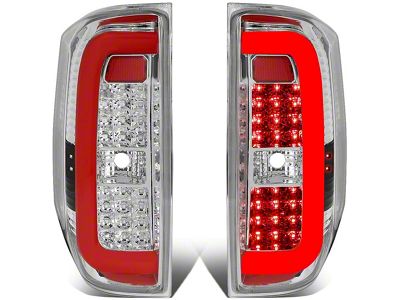 Red C-Tube LED Tail Lights; Chrome Housing; Clear Lens (14-18 Tundra)
