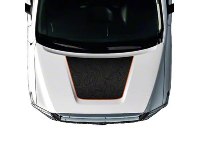 Topographic Map Hood Graphic; Black with Orange Outline (14-21 Tundra)
