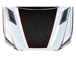 Topographic Map Hood Graphic; Black with Red Outline (22-26 Tundra)