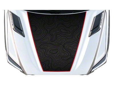 Topographic Map Hood Graphic; Black with Red Outline (22-25 Tundra)