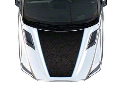 Topographic Map Hood Graphic; Black with Sky Blue Outline (22-25 Tundra)