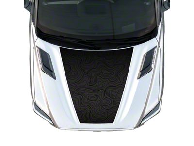 Topographic Map Hood Graphic; Black with White Outline (22-25 Tundra)