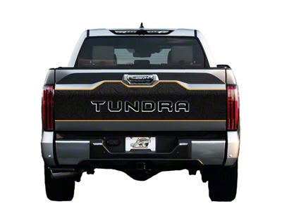 Topographic Map Tailgate Graphic; Black with Orange Outline (22-25 Tundra)