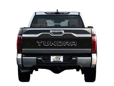 Topographic Map Tailgate Graphic; Black with Sky Blue Outline (22-25 Tundra)
