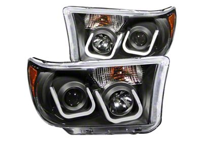 U-Bar Projector Headlights; Black Housing; Clear Lens (07-13 Tundra w/o Level Adjuster)