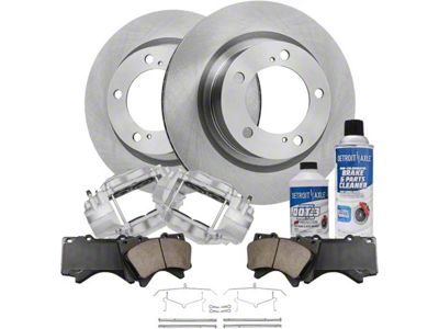 Vented 5-Lug Brake Rotor, Pad, Caliper, Brake Fluid and Cleaner Kit; Front (07-15 Tundra)