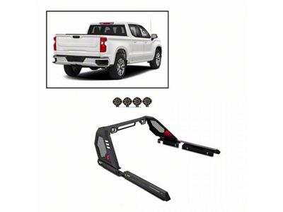 Vigor Roll Bar with 7-Inch Black Round LED Lights; Black (07-25 Tundra)