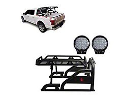Warrior Roll Bar with 9-Inch Black Round LED Lights; Black (07-26 Tundra)