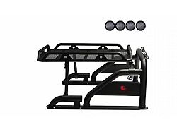 Warrior Roll Bar with 7-Inch Black Round LED Lights; Black (07-25 Tundra)