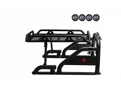 Warrior Roll Bar with 7-Inch Black Round LED Lights; Black (07-25 Tundra)