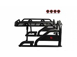 Warrior Roll Bar with 7-Inch Red Round LED Lights; Black (07-26 Tundra)