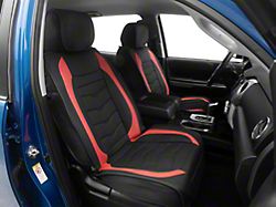 Waterproof Leather Front Seat Covers; Black and Red (07-26 Tundra)