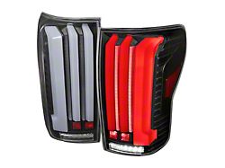 White LED Bar Tail Lights with Sequential Turn Signal; Matte Black Housing; Clear Lens (07-13 Tundra)