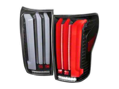 White LED Bar Tail Lights with Sequential Turn Signal; Matte Black Housing; Clear Lens (07-13 Tundra)