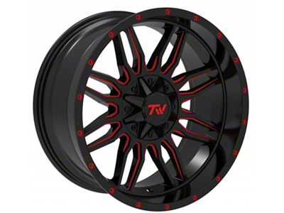 TW Offroad T11 Sword Gloss Black with Red 6-Lug Wheel; 20x10; -12mm Offset (25-26 4Runner)