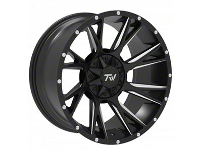TW Offroad T12 Blade Gloss Black with Milled Spokes 6-Lug Wheel; 20x10; -12mm Offset (25-26 4Runner)