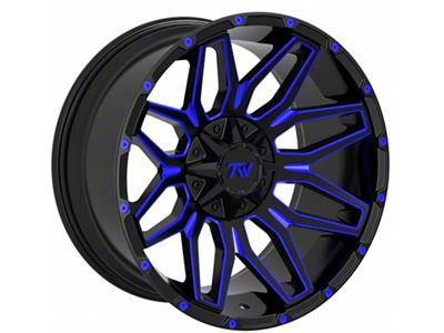 TW Offroad T3 Lotus Gloss Black with Blue 6-Lug Wheel; 20x10; -12mm Offset (25-26 4Runner)
