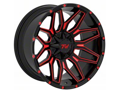 TW Offroad T3 Lotus Gloss Black with Red 6-Lug Wheel; 20x10; -12mm Offset (25-26 4Runner)