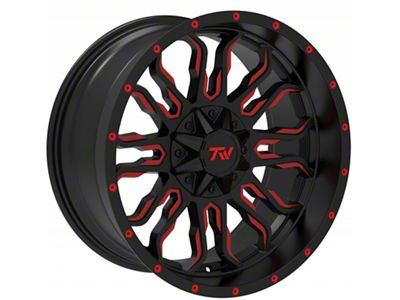 TW Offroad T8 Flame Gloss Black with Red 6-Lug Wheel; 20x10; -12mm Offset (25-26 4Runner)