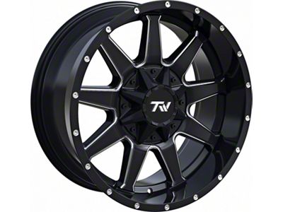 TW Offroad T9 Simple Gloss Black with Milled Spokes 6-Lug Wheel; 20x9; -12mm Offset (25-26 4Runner)