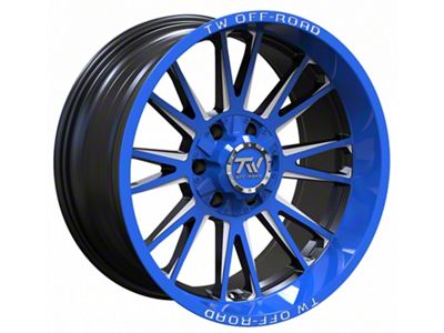 TW Offroad TF2 Black Machined with Blue 6-Lug Wheel; 20x10; -12mm Offset (25-26 4Runner)