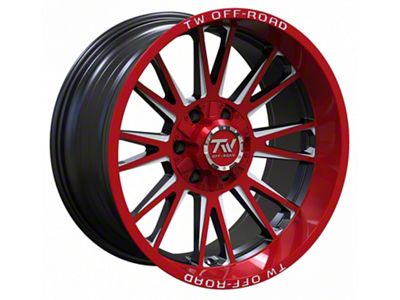 TW Offroad TF2 Black Machined with Red 6-Lug Wheel; 20x10; -12mm Offset (25-26 4Runner)