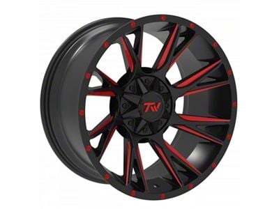 TW Offroad T12 Blade Gloss Black with Red 6-Lug Wheel; 20x10; -12mm Offset (24-25 Tacoma)