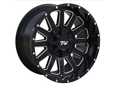 TW Offroad T5 Triangle Gloss Black with Milled Spokes 6-Lug Wheel; 20x10; -12mm Offset (24-25 Tacoma)