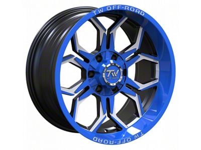TW Offroad TF1 Black Machined with Blue 6-Lug Wheel; 20x10; -12mm Offset (24-25 Tacoma)