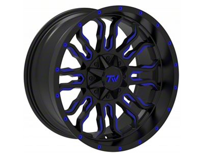 TW Offroad T8 Flame Gloss Black with Blue 6-Lug Wheel; 20x10; -12mm Offset (17-24 Titan)