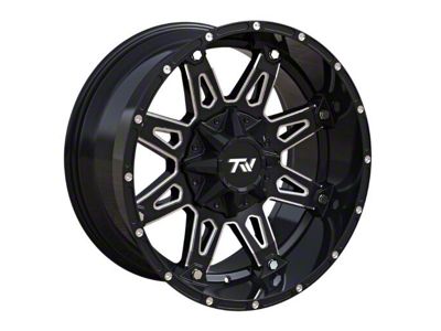 TW Offroad T1 Spear Gloss Black with Milled Spokes 6-Lug Wheel; 20x10; -12mm Offset (16-24 Titan XD)