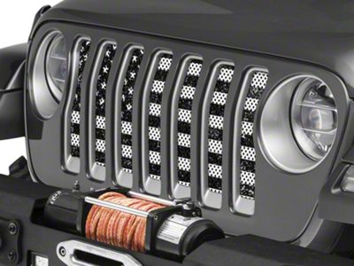 Under The Sun Inserts Grille Insert; Distressed Black and White (18-23 Jeep Wrangler JL w/o TrailCam; 24-25 Jeep Wrangler JL Sport)