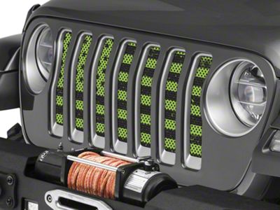 Under The Sun Inserts Grille Insert; Distressed Lime Green (18-23 Jeep Wrangler JL w/o TrailCam; 24-25 Jeep Wrangler JL Sport)