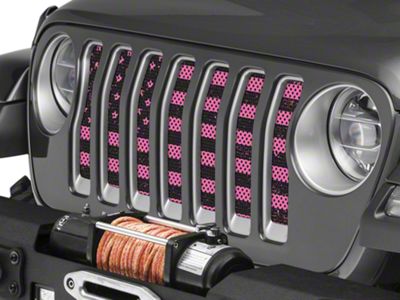 Under The Sun Inserts Grille Insert; Distressed Pink (18-23 Jeep Wrangler JL w/o TrailCam; 24-25 Jeep Wrangler JL Sport)