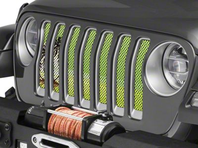 Under The Sun Inserts Grille Insert; Endless Summer Hyper Green Palm Tree (18-23 Jeep Wrangler JL w/o TrailCam; 24-25 Jeep Wrangler JL Sport)