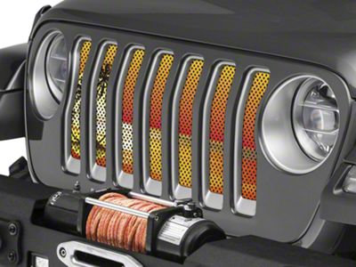 Under The Sun Inserts Grille Insert; Endless Summer Orange Palm Tree (18-23 Jeep Wrangler JL w/o TrailCam; 24-25 Jeep Wrangler JL Sport)