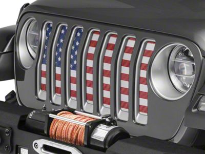 Under The Sun Inserts Grille Insert; Old Glory (18-23 Jeep Wrangler JL w/o TrailCam; 24-25 Jeep Wrangler JL Sport)