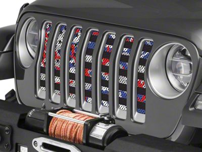 Under The Sun Inserts Grille Insert; Patriot Colors Camo Stars and Stripes (18-23 Jeep Wrangler JL w/o TrailCam; 24-25 Jeep Wrangler JL Sport)