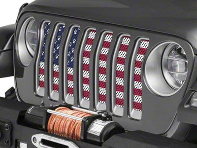 Under The Sun Inserts Grille Insert; Paws Old Glory (18-23 Jeep Wrangler JL w/o TrailCam; 24-25 Jeep Wrangler JL Sport)