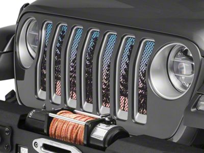 Under The Sun Inserts Grille Insert; Pine Trees Blue Sky (18-23 Jeep Wrangler JL w/o TrailCam; 24-25 Jeep Wrangler JL Sport)