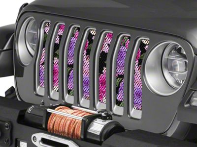 Under The Sun Inserts Grille Insert; Pink Roses (18-23 Jeep Wrangler JL w/o TrailCam; 24-25 Jeep Wrangler JL Sport)