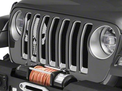 Under The Sun Inserts Grille Insert; Punisher Black and White (18-23 Jeep Wrangler JL w/o TrailCam; 24-25 Jeep Wrangler JL Sport)