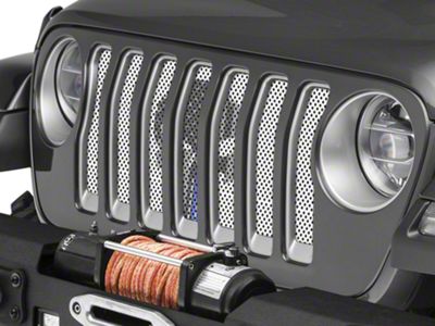 Under The Sun Inserts Grille Insert; Punisher Thin Blue Line (18-23 Jeep Wrangler JL w/o TrailCam; 24-25 Jeep Wrangler JL Sport)