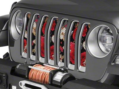 Under The Sun Inserts Grille Insert; Red Roses and Apples (18-23 Jeep Wrangler JL w/o TrailCam; 24-25 Jeep Wrangler JL Sport)