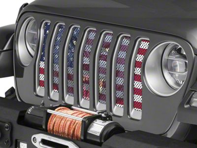 Under The Sun Inserts Grille Insert; Wolf Flag (18-23 Jeep Wrangler JL w/o TrailCam; 24-25 Jeep Wrangler JL Sport)