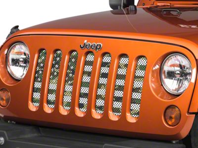 Under The Sun Inserts Grille Insert; Woodland Camo Stars and Stripes (07-18 Jeep Wrangler JK)