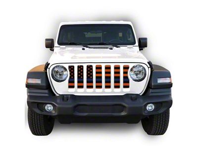 Under The Sun Inserts Grille Insert; Black and Orange Thin Blue Line (20-23 Jeep Gladiator JT w/o TrailCam; 24-25 Jeep Gladiator JT Sport)