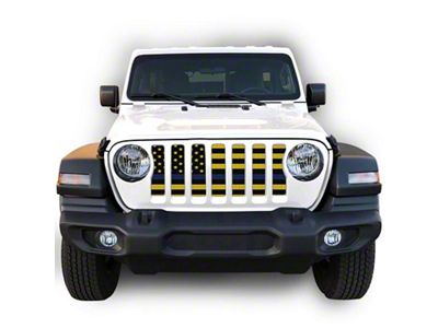 Under The Sun Inserts Grille Insert; Black and Yellow Thin Blue Line (20-23 Jeep Gladiator JT w/o TrailCam; 24-25 Jeep Gladiator JT Sport)