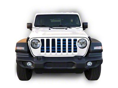 Under The Sun Inserts Grille Insert; Distressed Black and Blue (20-23 Jeep Gladiator JT w/o TrailCam; 24-25 Jeep Gladiator JT Sport)