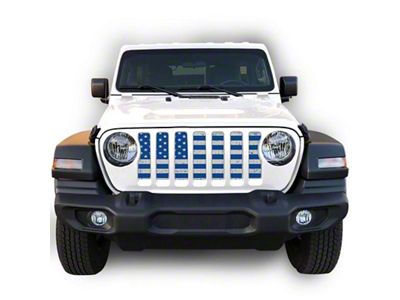 Under The Sun Inserts Grille Insert; Distressed White and Blue (20-23 Jeep Gladiator JT w/o TrailCam; 24-25 Jeep Gladiator JT Sport)